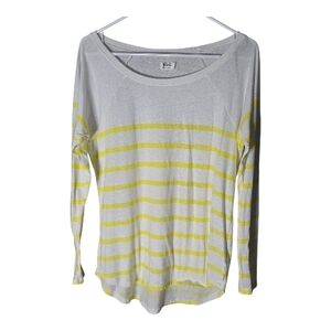 Volcom White and Yellow Striped Long Sleeve Tee